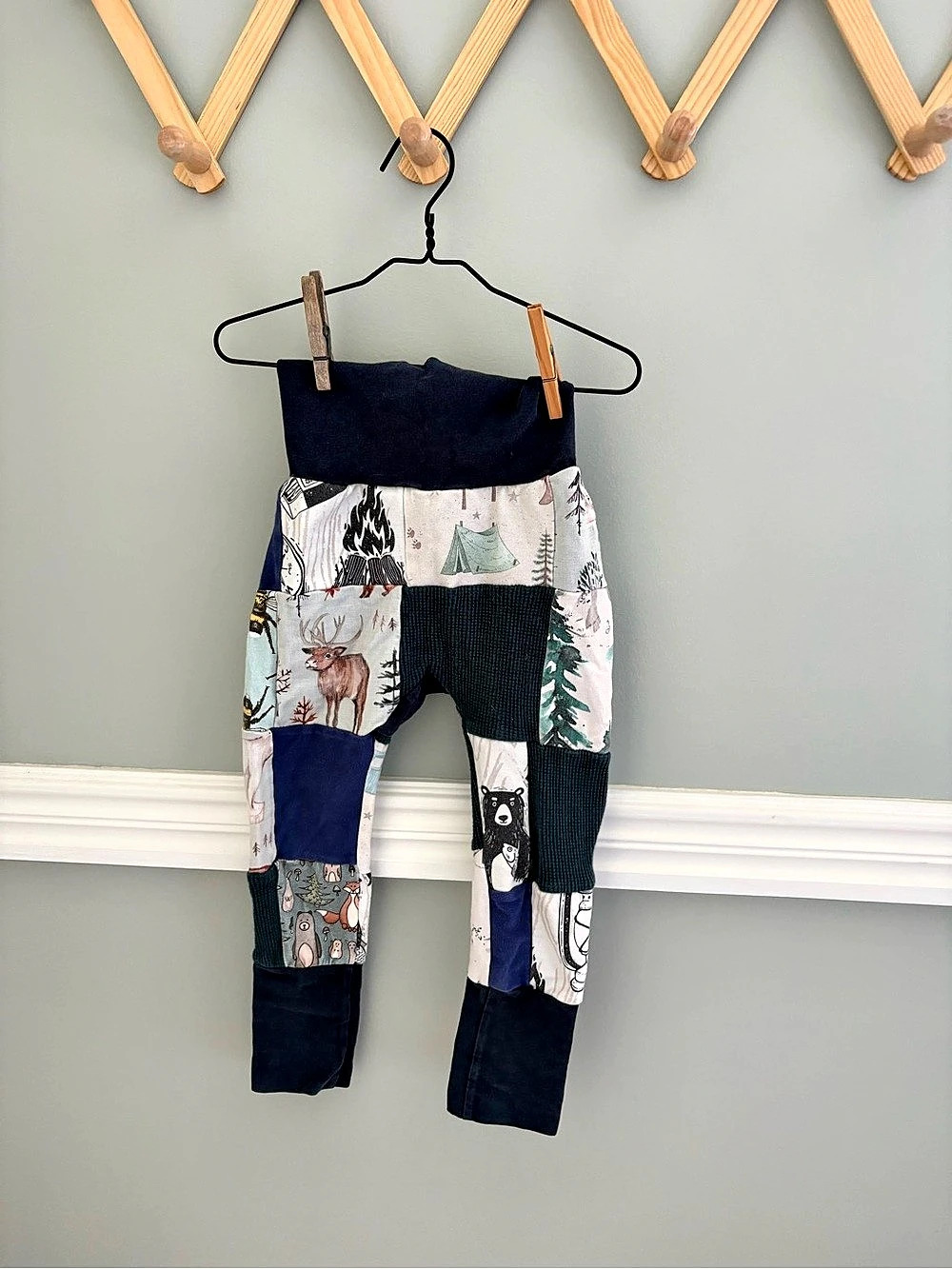 Small Shop GWM Patchwork Pants in Blue & White Size 2-3Years